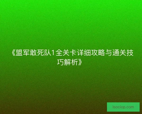 《盟军敢死队1全关卡详细攻略与通关技巧解析》