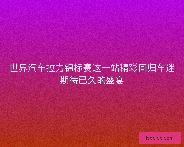 世界汽车拉力锦标赛这一站精彩回归车迷期待已久的盛宴 世界汽车拉力锦标赛这一站精彩回归车迷期待已久的盛宴