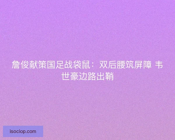 詹俊献策国足战袋鼠：双后腰筑屏障 韦世豪边路出鞘