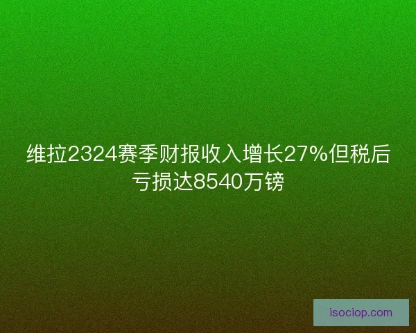 维拉2324赛季财报收入增长27%但税后亏损达8540万镑 维拉2324赛季财报收入增长27%但税后亏损达8540万镑