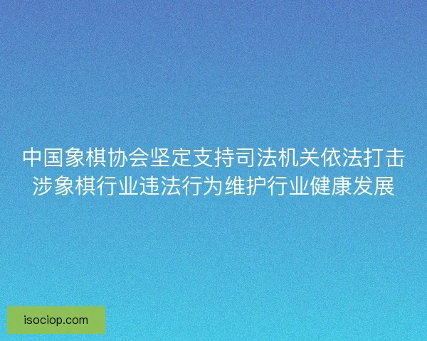 中国象棋协会坚定支持司法机关依法打击涉象棋行业违法行为维护行业健康发展 中国象棋协会坚定支持司法机关依法打击涉象棋行业违法行为维护行业健康发展